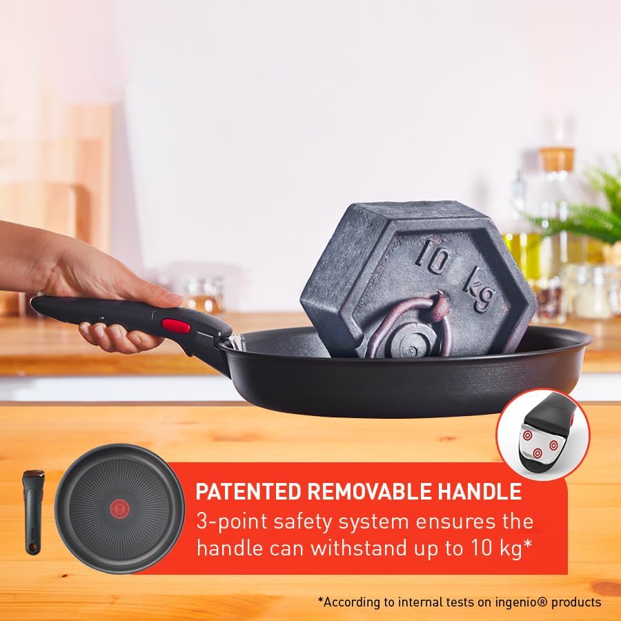 Tefal Ingenio Easy ON Try-Me Pfannenset, 7-teilig, stapelbar, abnehmbarer Griff, platzsparend, antih