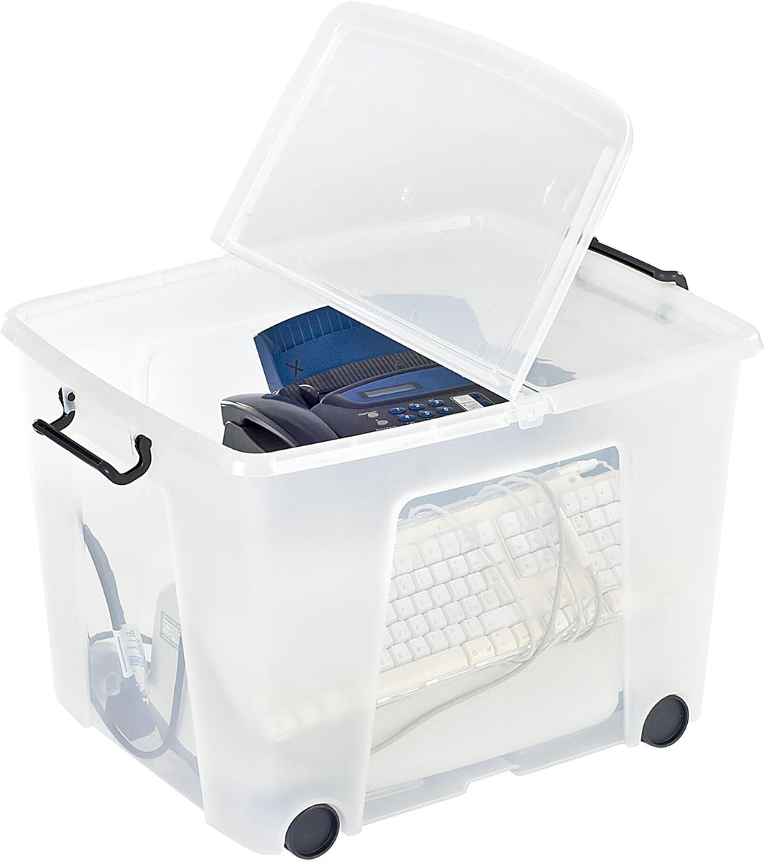 CEP Strata Smart Box HW676 CLR Aufbewahrungsbox anklemmbare Tragegriffe +rollen 75 Liter transparent