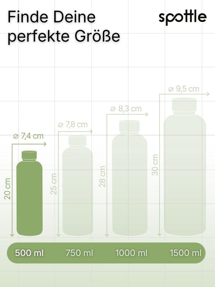 spottle Edelstahl Trinkflasche 500 ml – Thermosflasche aus Metall, doppelwandig, vakuumisoliert, Koh