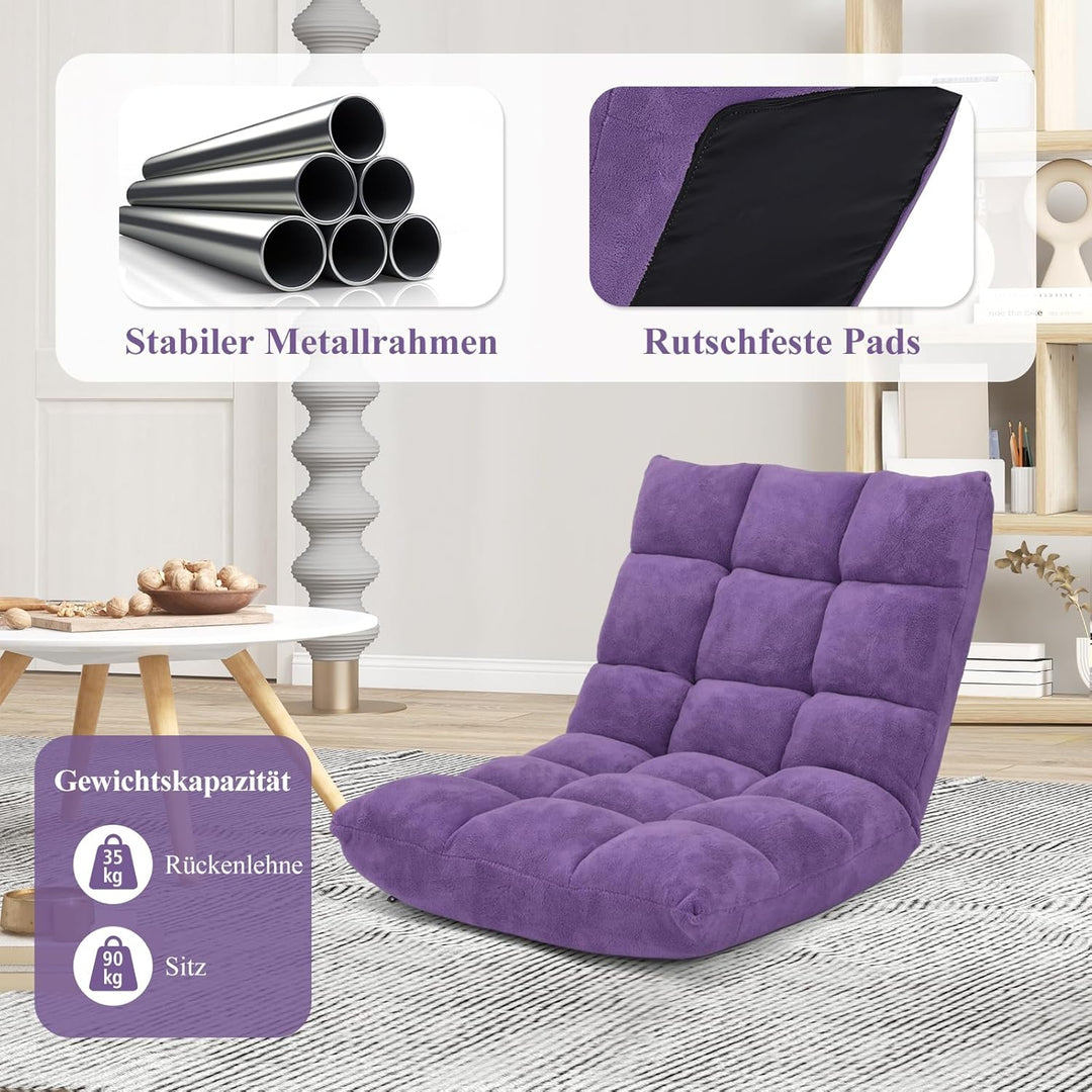 RELAX4LIFE Bodenstuhl Faltbar, Lazy Sofa, Meditationsstuhl, Bodensessel mit Verstellbarer Lehne, für