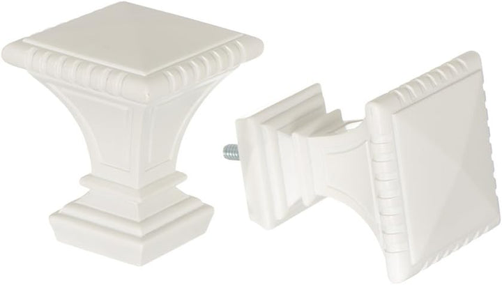 ivilon Behandlung Fenster Gardinenstange – geschnitzt quadratisch Endstücken, 1 1/8 In Stab, Elfenbe