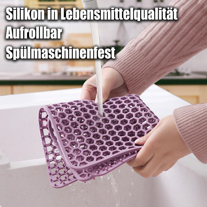 Silikon SpüLbeckeneinlage, Zusammenklappbar rutschfeste SpüLbeckenmatte Silikon 34.5x34.5 cm, Matte