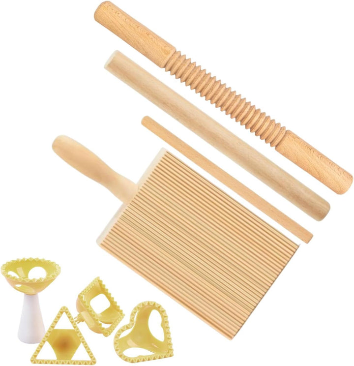 Pasta -Herstellungstools, Pasta -Herstellung - Teigbrett Holzgewinde Rolling Pin - 8x Knödelmacher R