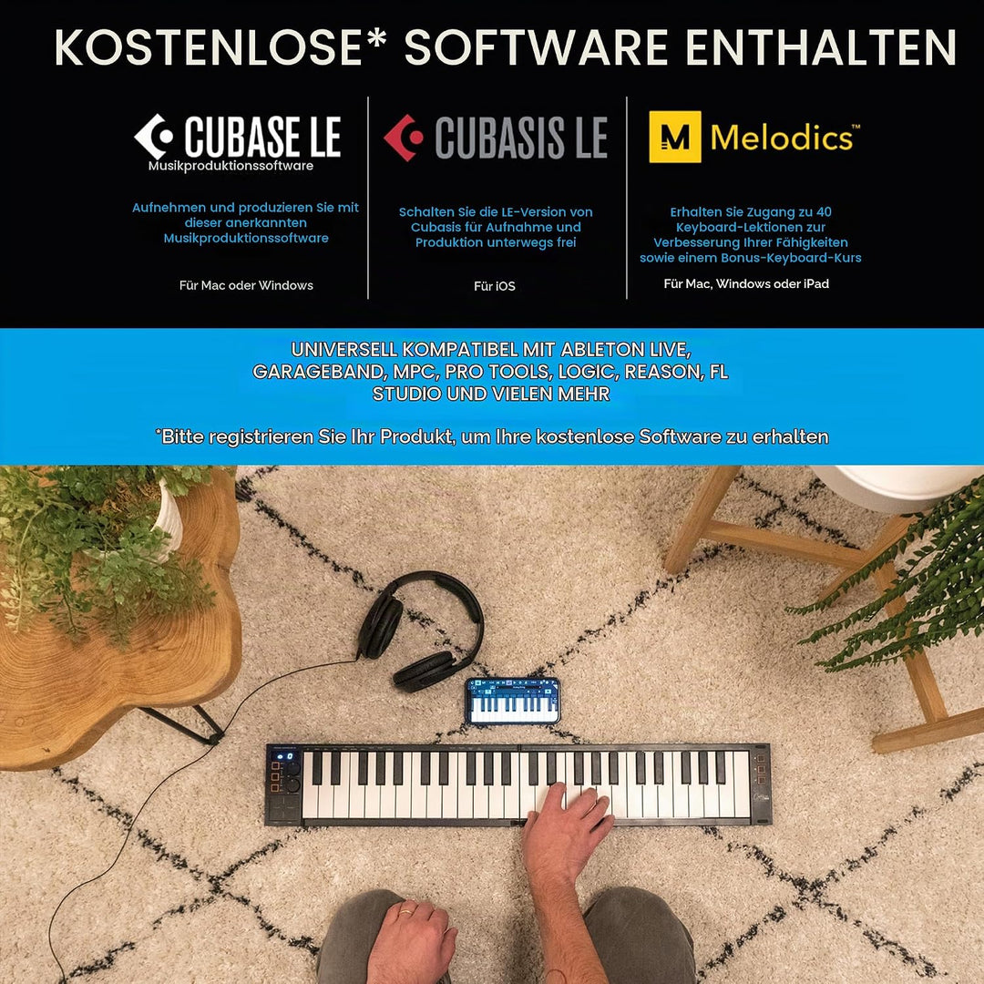 Carry-on von Blackstar FC-49 Klappbares USB Midi / Midi Over Bluetooth Controller Keyboard Eingebaut