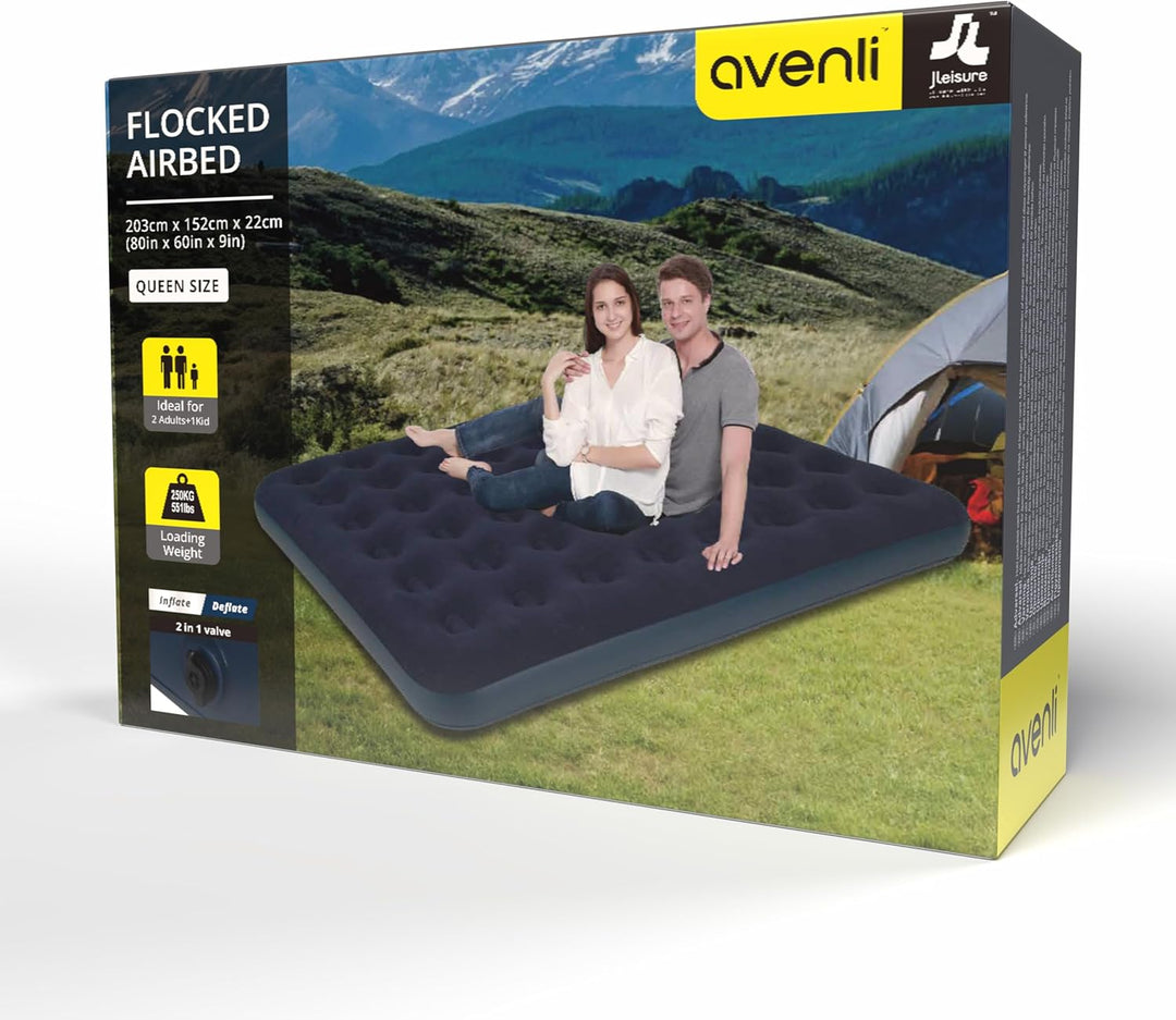 AVENLI Camping Luftmatratze für 2 Personen 203x152x22 cm aufblasbare Matratze Luftbett blau