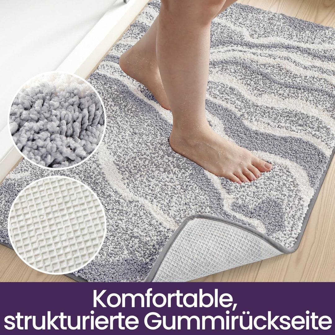 DEXI Badezimmerteppich 50 x 80 cm, Badvorleger rutschfest waschbar, Badematte Mikrofaser Saugfähig,