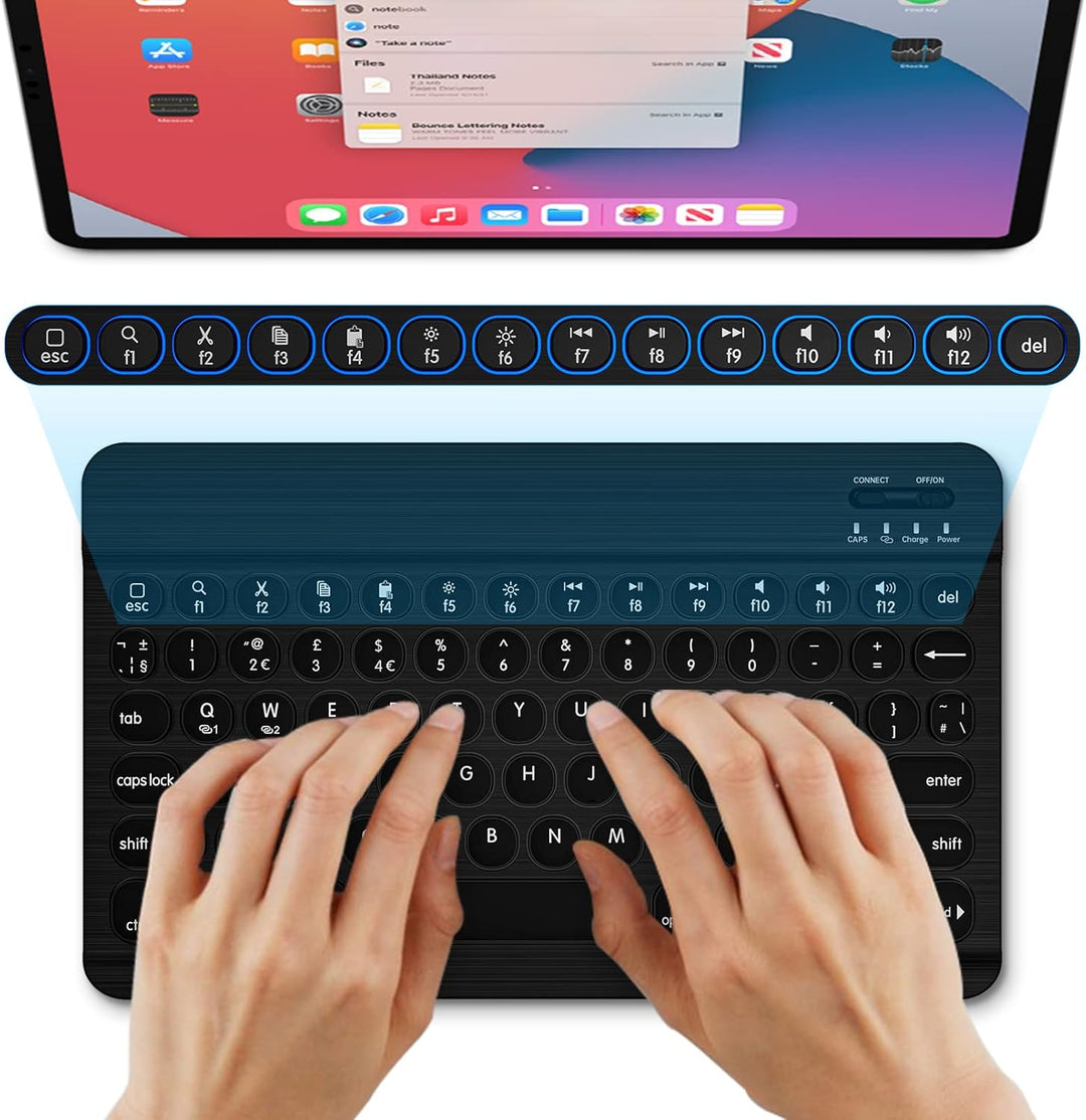 HUOBAO Kabellose Bluetooth-Tastatur, Multi-Geräte-Tastatur mit Hintergrundbeleuchtung für iPad, iPho