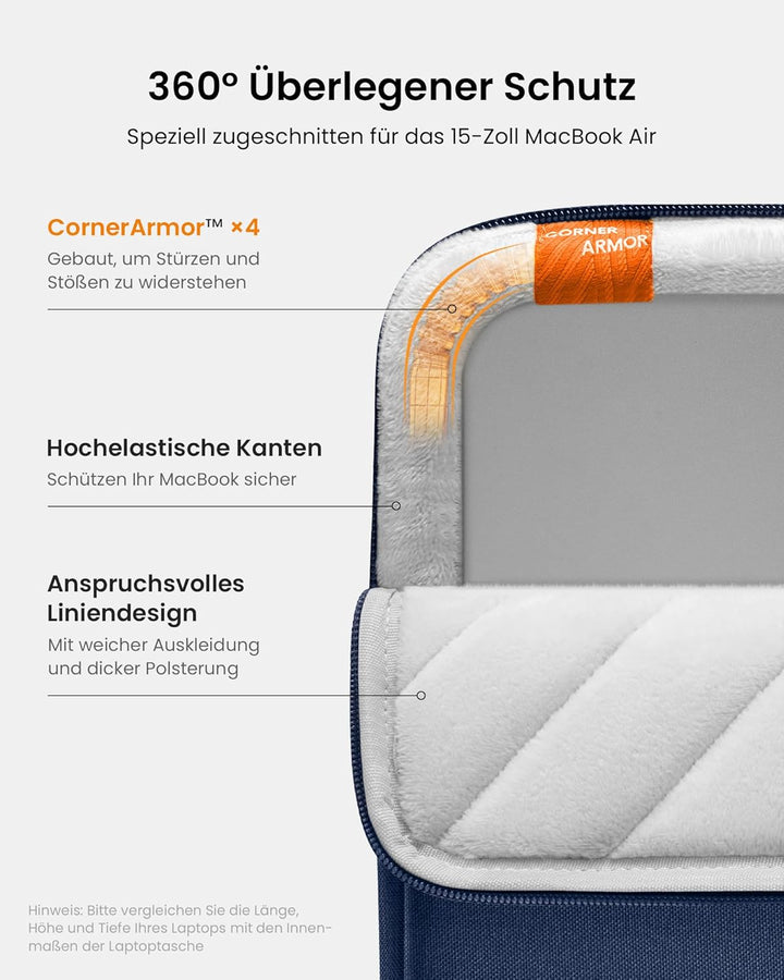 tomtoc 360° Tasche Hülle für 15-Zoll Neu MacBook Air M5 (2026), M4/A3241 (2025), M3/A3114, M2/A2941,