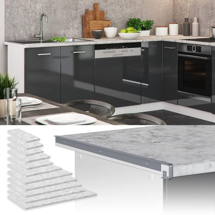 Vicco Küchenarbeitsplatte R-Line, Küchen Arbeitsplatten, Marmor Weiss, 100 cm Weiss/Marmor 100 cm, W