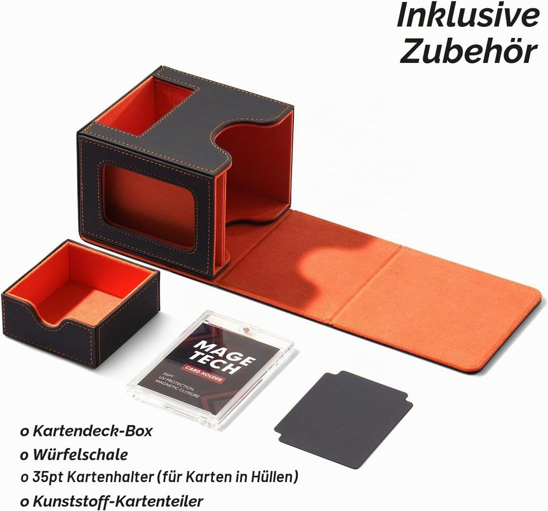 Mage Tech Card Deck Box für MTG Commander - Patentiertes Design, Commander Display, als Deckhalter,
