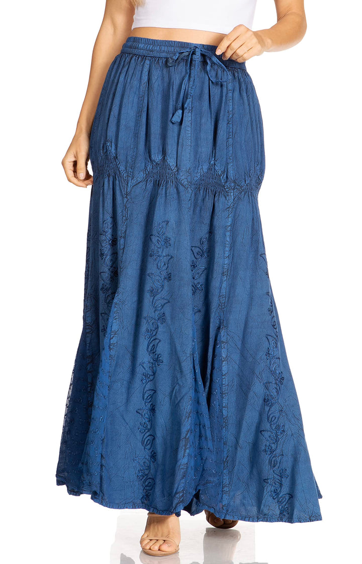Sakkas Olivia Damen Maxi böhmischen Zigeuner Langen Rock mit elastischer Taille und Spitze Einheitsg
