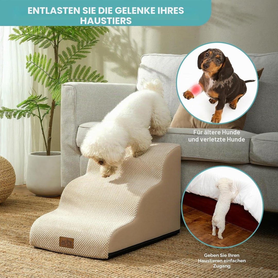 COZY KISS Hundetreppe für Kleine Hunde 40cm, Haustiertreppe für Couch aus Hochdichtem Schwamm, Hunde