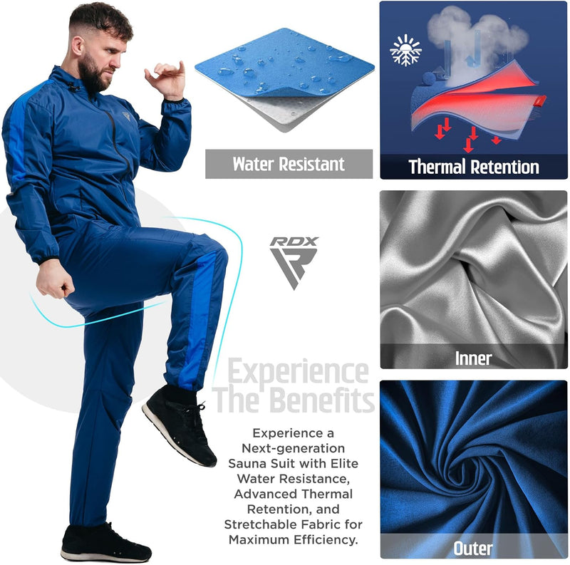 RDX Schwitzanzug Zum Abnehmen, Saunaanzug REACH OEKO TEX 100 ZERTIFIZIERT, Sauna Suit Fitnessanzug S