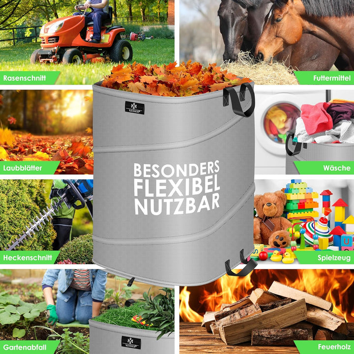 KESSER® Pop-Up-Gartensack 219L Laubsack Gartenabfallsack inkl. Handschuhe | Selbststehend mit Griffe