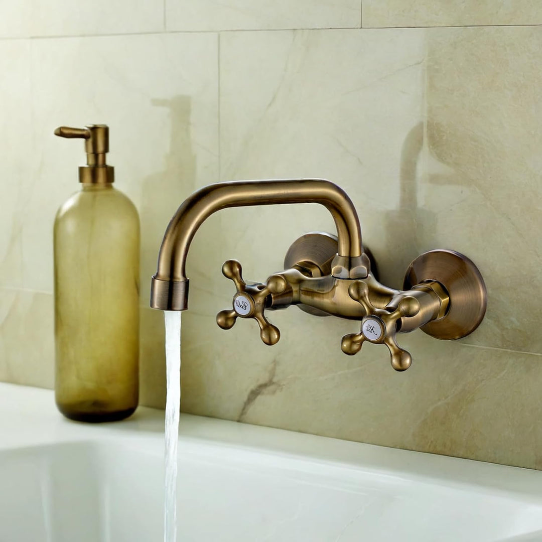 AQG Rhodas Wandarmatur für Spüle, schwenkbarer Auslauf und einfache Installation in der Küche, elega