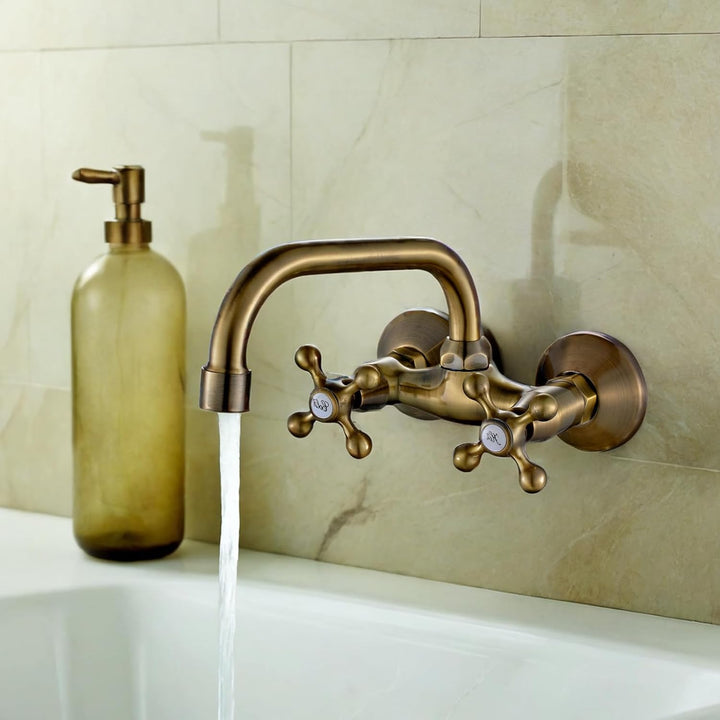 AQG Rhodas Wandarmatur für Spüle, schwenkbarer Auslauf und einfache Installation in der Küche, elega