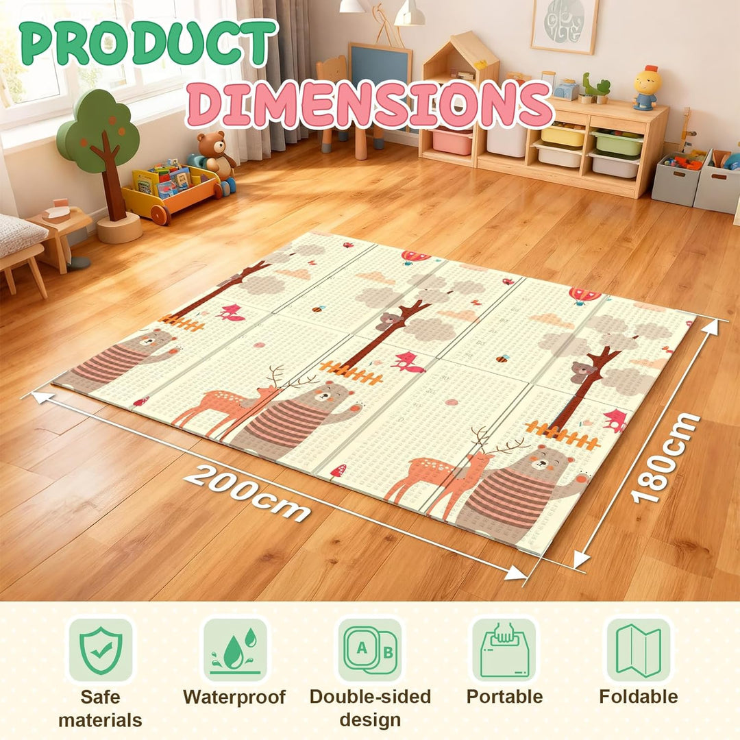 Soontrans Krabbelmatte Baby, Spielmatte Baby Faltbar, 200x180x1cm, Play Mat for Babies Doppelseitige