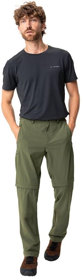 VAUDE Men's Stretch T-Zip Pants II, Hiking Pants Cedar Wood 46-Short, Cedar Wood 46-Short