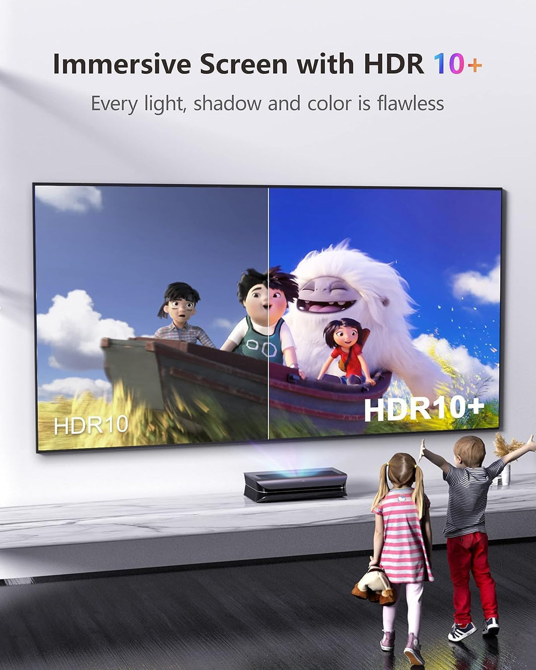 AWOL VISION LTV-2500 Projektor 4K - UHD Ultrakurzdistanz Beamer, 150'' Bild Laser TV, 3D-Unterstützu
