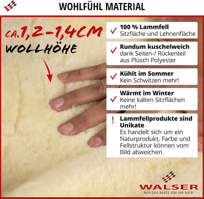 Walser Lammfell Sitzbezug für Auto Trish, Auszeichnung Sehr Gut* Lammfell Autositzbezug, 100% Autosi