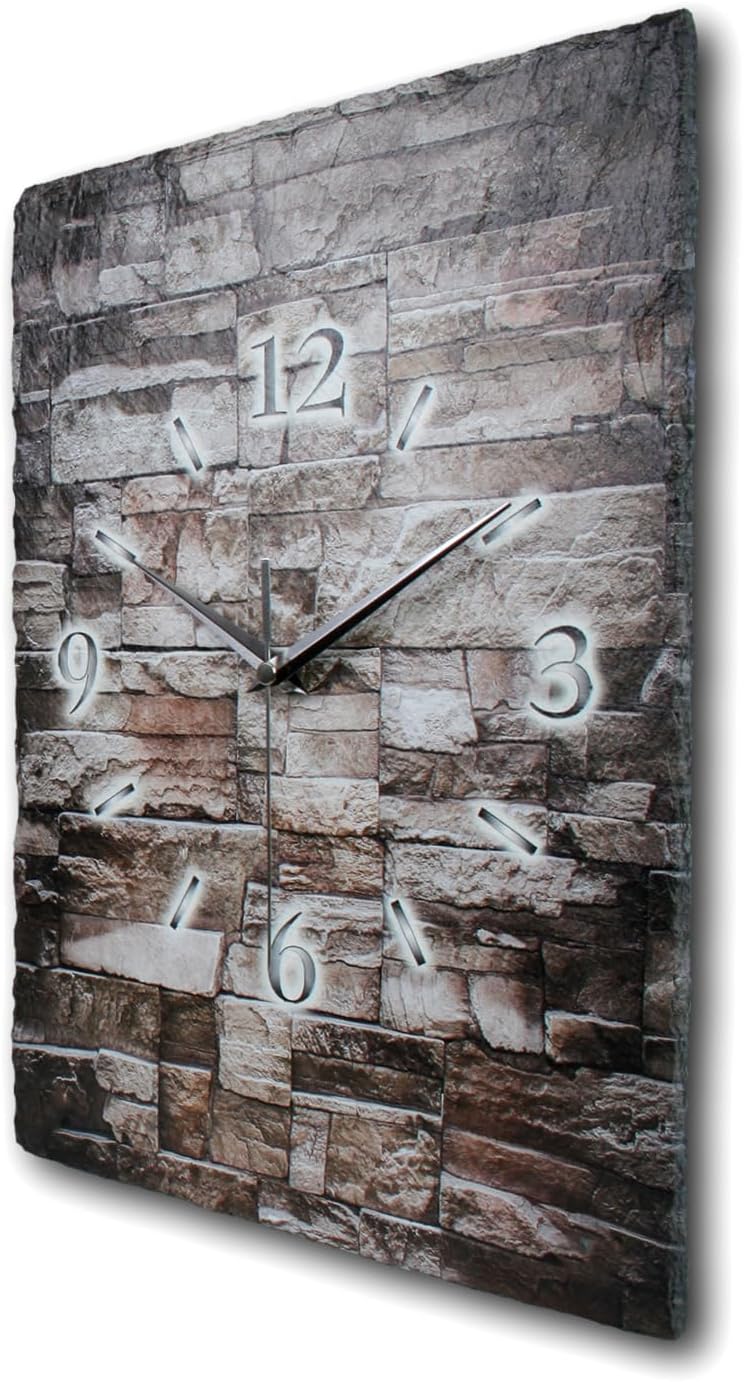 Kreative Feder Designer-Wanduhr aus Stein (Beton) mit flüsterleisem Funkuhrwerk - Stein Mauer