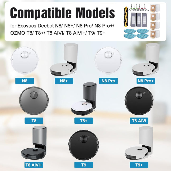 Ersatzteil-Set Zubehör für Ecovacs Deebot N8 Pro N8+ T9+ N8 T9 T8AIVI T8+ T8 Staubsauger Roboter, 4
