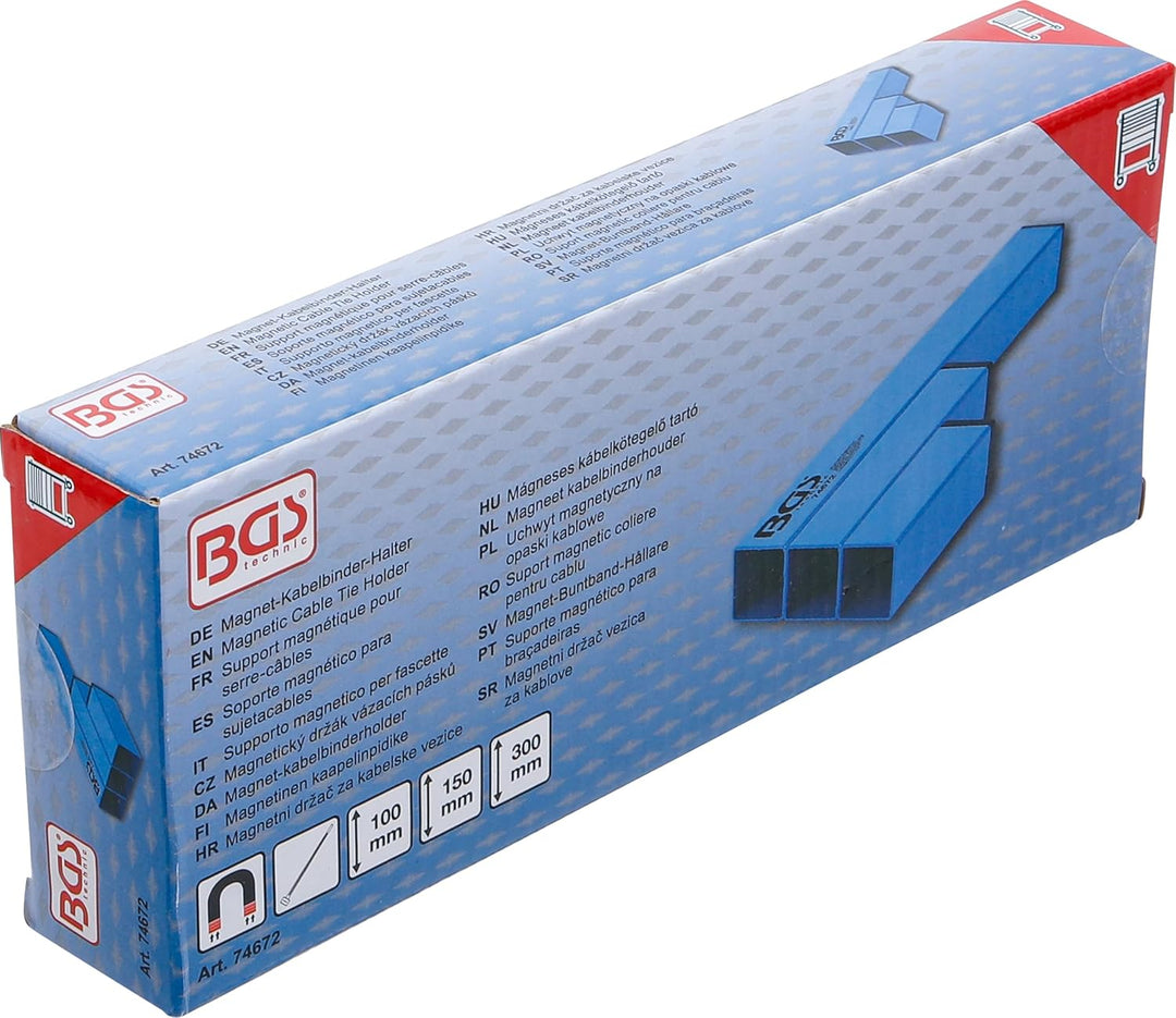 BGS 74672 | Magnet-Kabelbinder-Halter | 3 Fächer | pulverbeschichtet | Für bis zu 200 Kabelbinder |