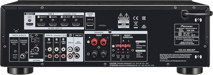 Pioneer VSX-534D(B) Receiver (5x150 Watt, Dolby Atmos, DTS:X, MCACC, Advanced Sound Retriever, AM/FM