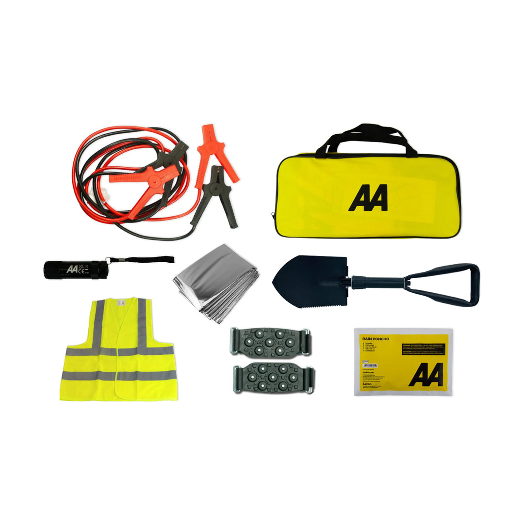 AA Emergency Winter Car Kit AA5281 - Folding Snow Shovel, 9-LED Torch, Foil Blanket, Hi-Vis Vest, Ra