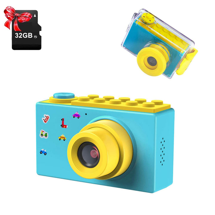 ShinePick Kinderkamera, wasserdicht, Mini-Kamera mit TF-Karte 32 GB/Digitalzoom 4 x / 8 MP/TFT-LCD-D