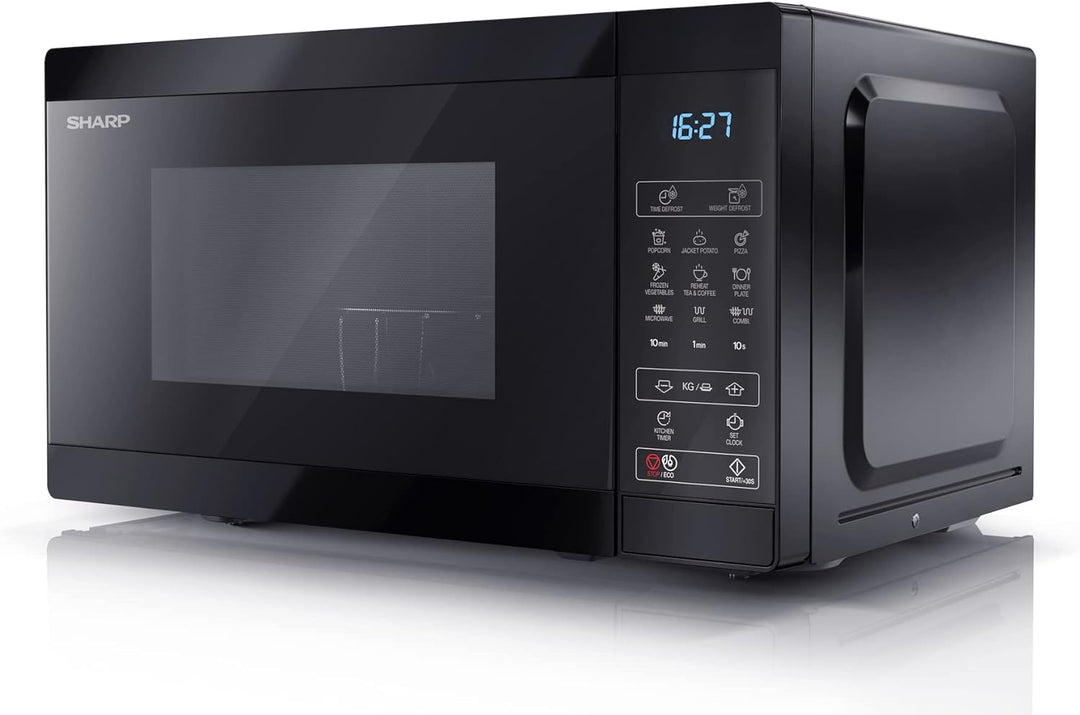 SHARP MG02EB Mikrowelle mit Grill (Mikrowelle: 800W, Grill: 1000W, 11 Leistungsstufen, Auftaufunktio