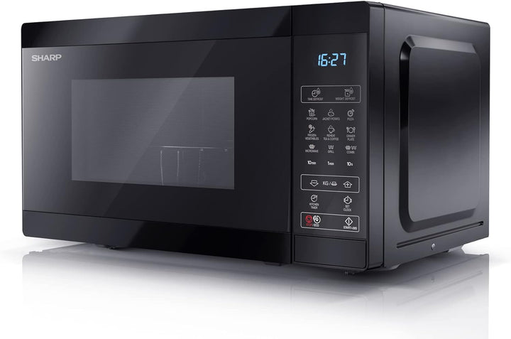 SHARP MG02EB Mikrowelle mit Grill (Mikrowelle: 800W, Grill: 1000W, 11 Leistungsstufen, Auftaufunktio