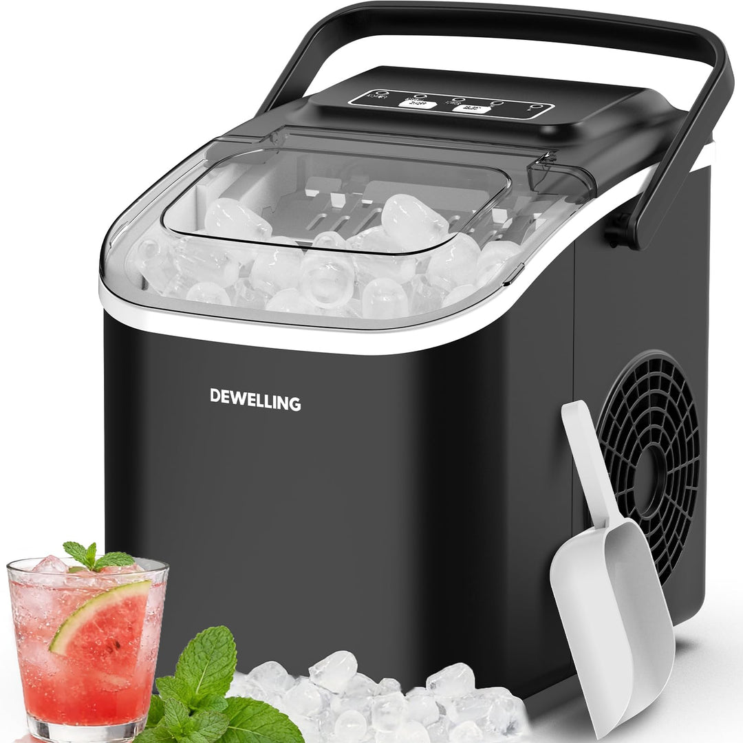 Eiswürfelmaschine, Ice Maker mit Selbstreinigungsfunktion, Leise, 8 Eiswürfel in 6 Minuten(12 kg/24