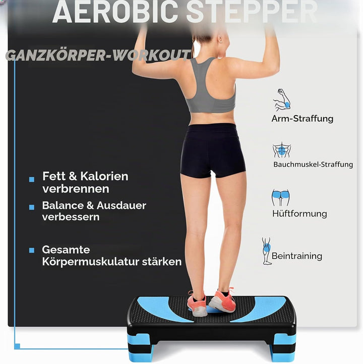 Yaheetech Steppbrett Fitness Aerobic Stepper Höhenverstellbar Step Bench mit 3 Stufen (10/15/20 cm)