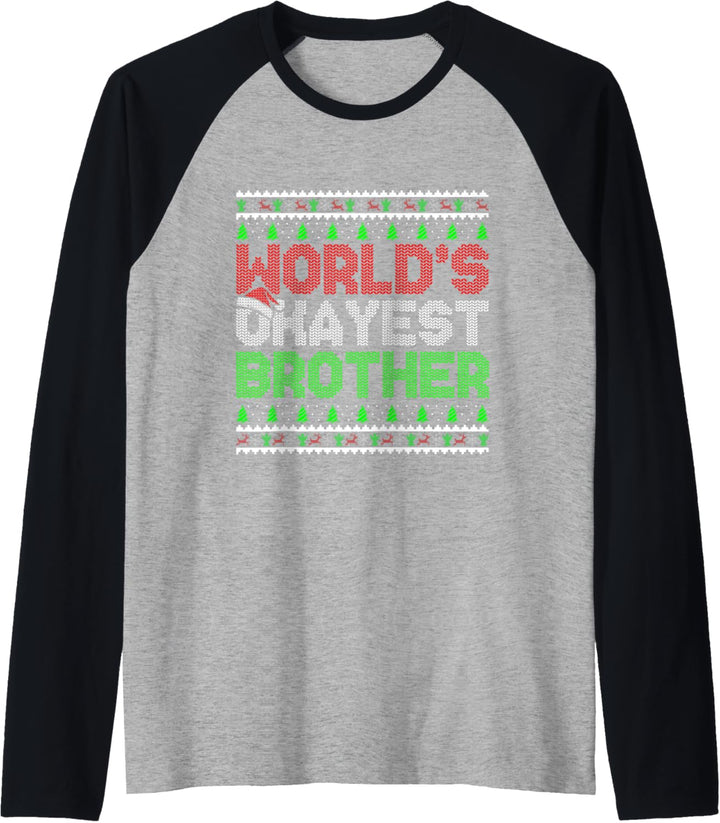 World's Okayest Brother Lustiger Weihnachts-Familien-Hässlicher Pullover Raglan