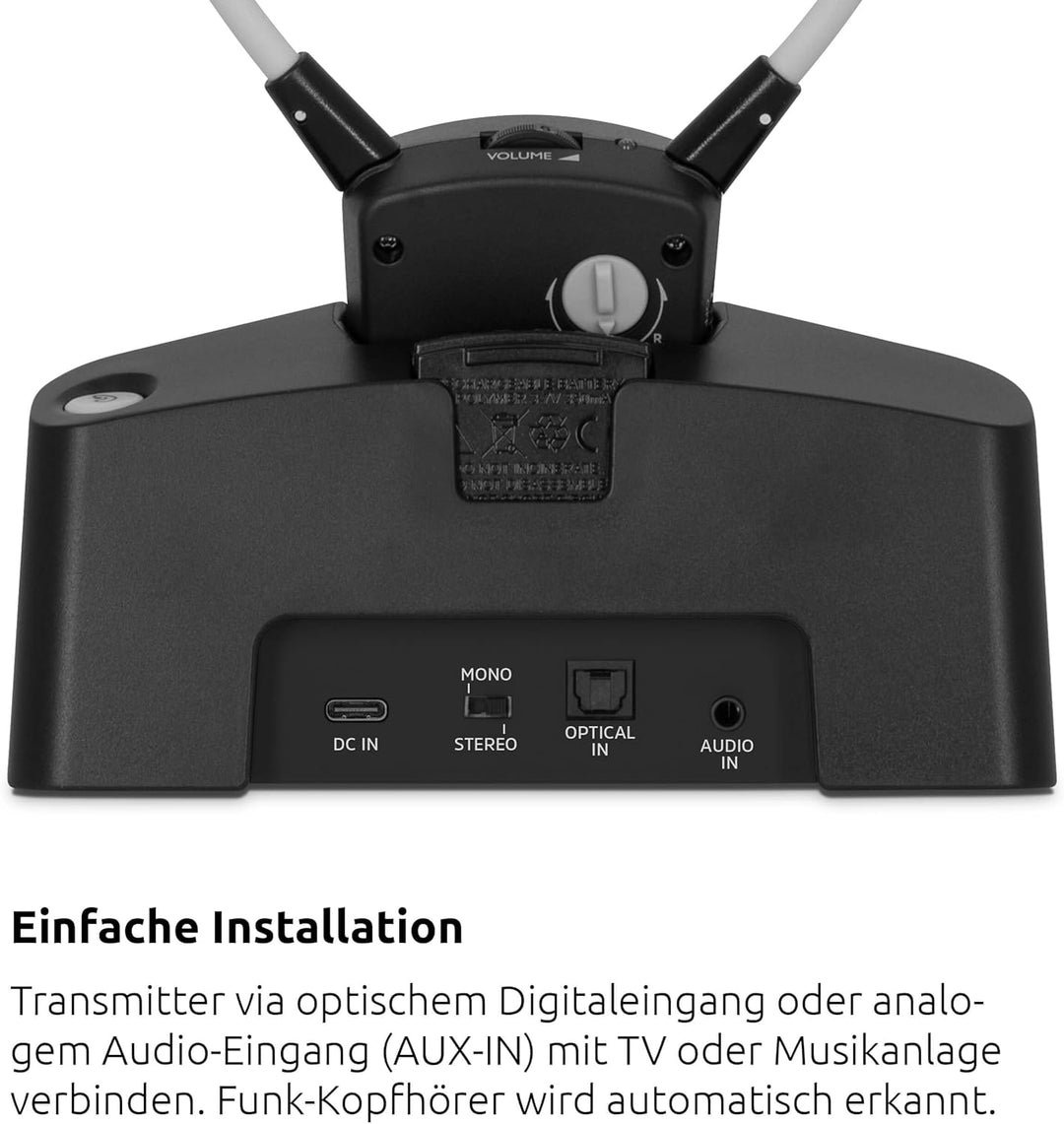 TechniSat STEREOMAN ISI 3 - kabelloser Stereo-Funkkopfhörer für Fernseher und Musikanlagen mit Docki