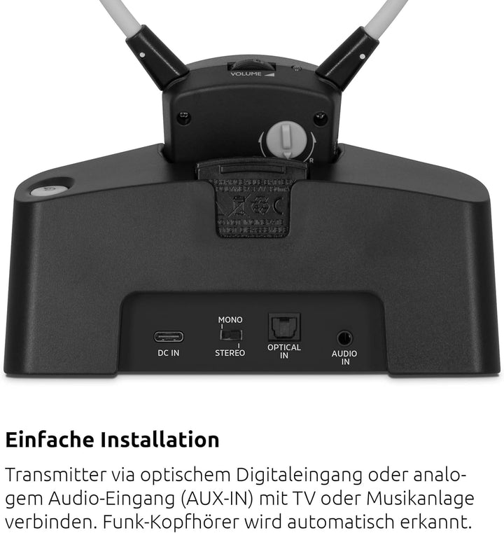 TechniSat STEREOMAN ISI 3 - kabelloser Stereo-Funkkopfhörer für Fernseher und Musikanlagen mit Docki