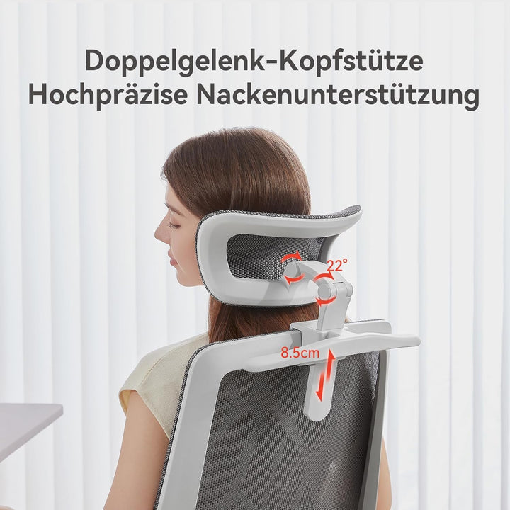 SIHOO M59AS Ergonomischer Bürostuhl mit 3D-koordinierbaren, hochklappbaren Armlehnen, Doppelsitzlehn