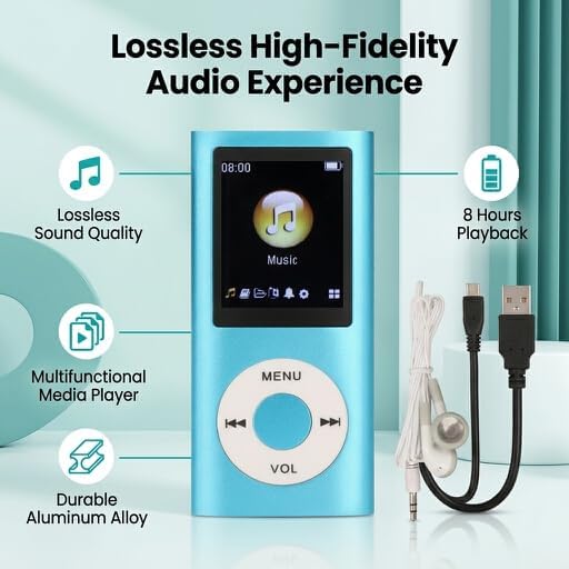 MP3-Player, stilvoll, multifunktional, verlustfreie Klangqualität, schlanker 1,8-Zoll-LCD-Bildschirm