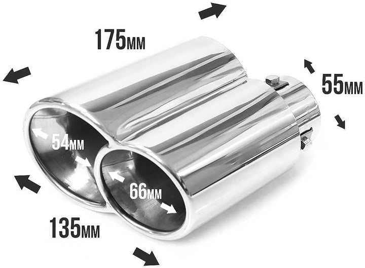 Doppel Auspuffblende Endrohr Auspuff Universell Schalldampf Doppelendrohr Endrohrblende Blende Sport