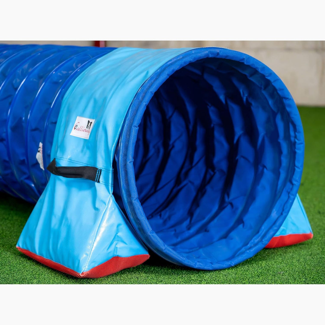 Callieway® Dog Agility Tunnel Turnier 60cmØ, 360° FullGrip (6m, blau/Blue) 6m blau/blue, 6m blau/blu