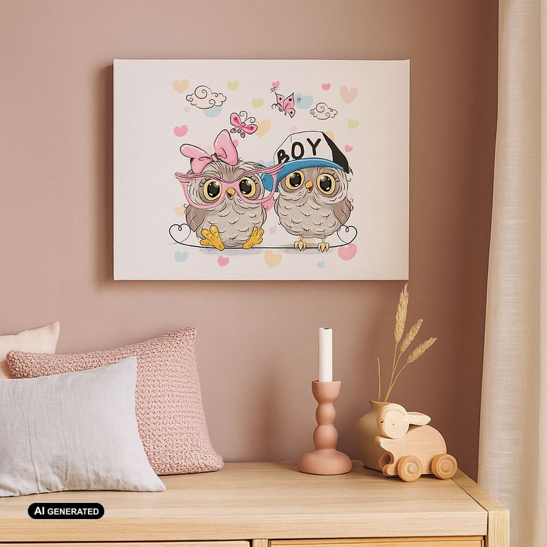 Bilder auf Leinwand 100x70cm Leinwandbild Eule zeichnung farbig muster Gross Wanddeko Bild Schlafzim