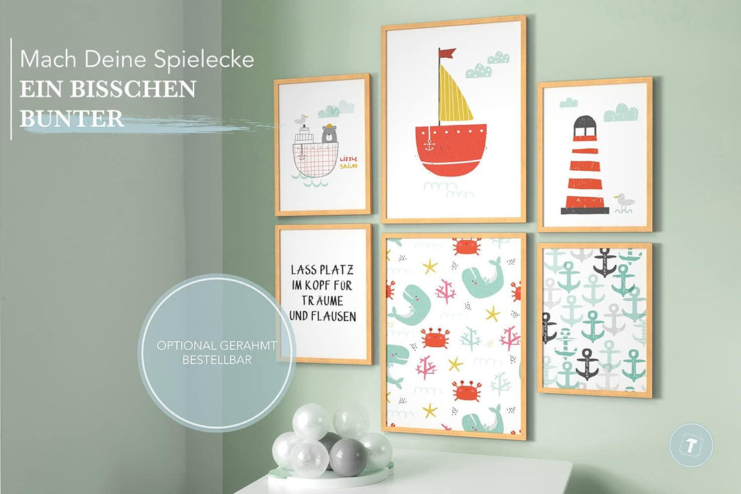 Papierschmiede® Bilder Kinderzimmer Kids Mood Poster Set Ahoi Strand, Kinderzimmer Bilder Babyzimmer
