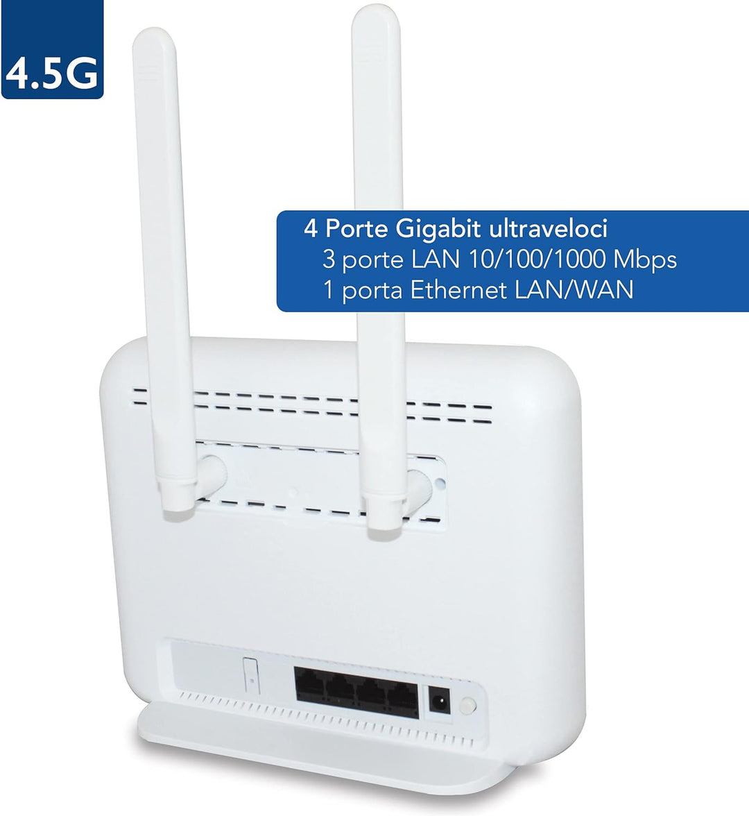 Digicom 4G+ LiteRoute Plus Router 4.5G CAT6 300Mbps, WLAN AC1200 Dual-Band, 4 Ports (3LAN - 1LAN/WAN