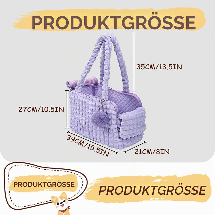 uuclume Weiche Tragetaschen für Katzen, modische Luftpolstertasche, Gesteppte Handtasche mit flausch