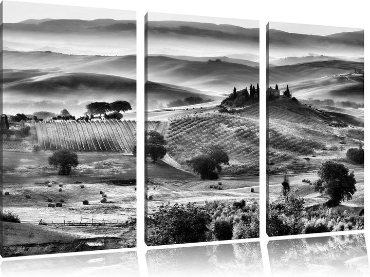 Pixxprint Toskana Landschaft als Leinwandbild/Grösse: 3 Teilig (120x80 cm) cm/Wandbild/Kunstdruck/fe