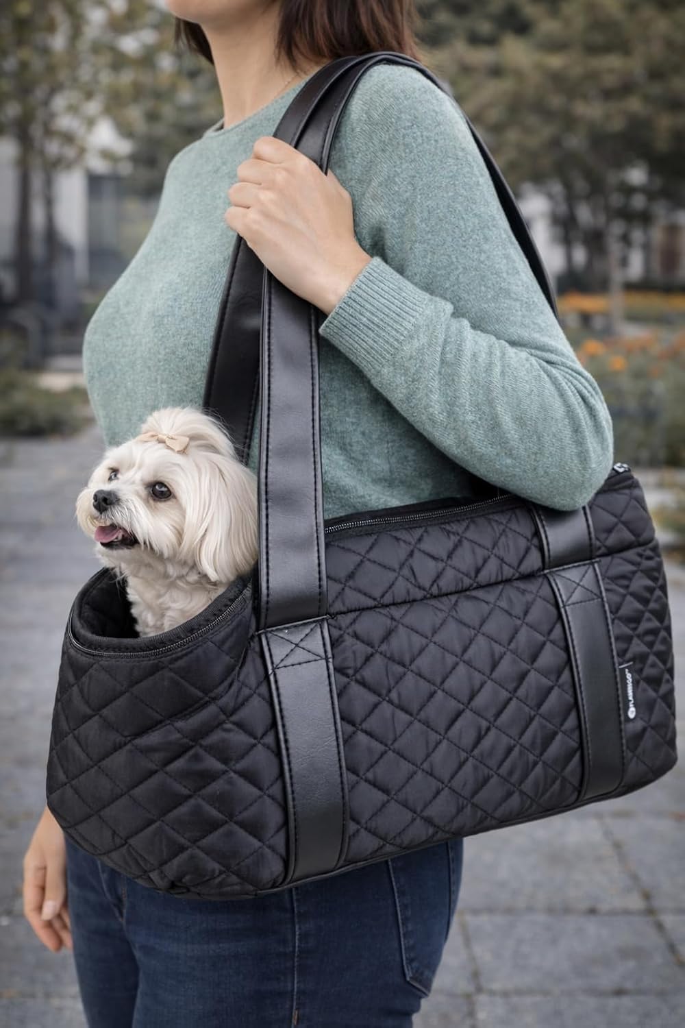 Hundetasche - Tragetasche Bailey Schwarz – 38x20x18cm – Polyester – herausnehmbares Kissen & Boden –
