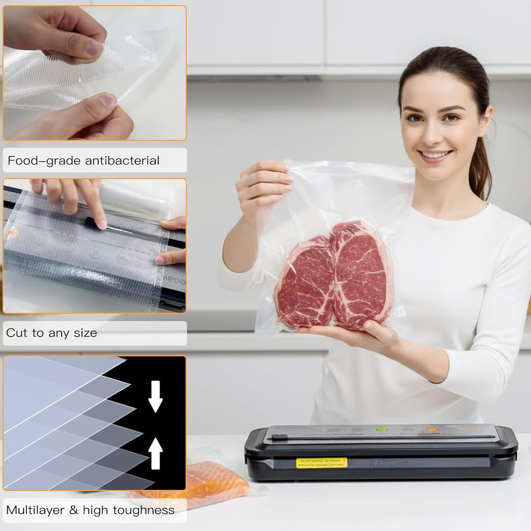 MEGAWISE Vakuumbeutel 11×14 Zoll 100 Stück, BPA-frei, Lebensmittelecht, Strukturierte Oberfläche, Wi