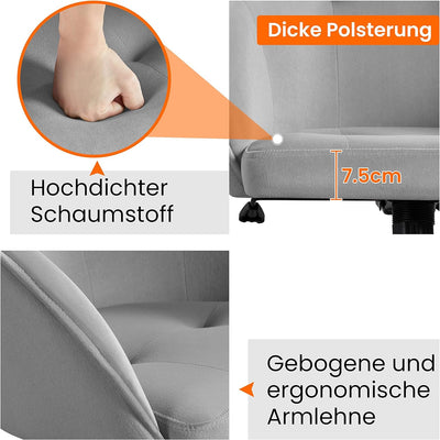 Yaheetech Bürostuhl Ergonomischer Schreibtischstuhl Drehstuhl Höhenverstellbar Computerstuhl mit Rol