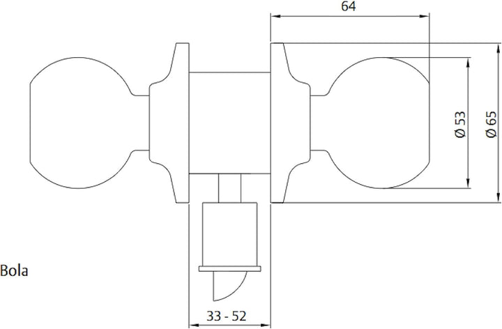 Tesa Assa Abloy, 3900U0CM Kugel Chrom, Matt Función 00, Kugel Chrom, Matt Función 00